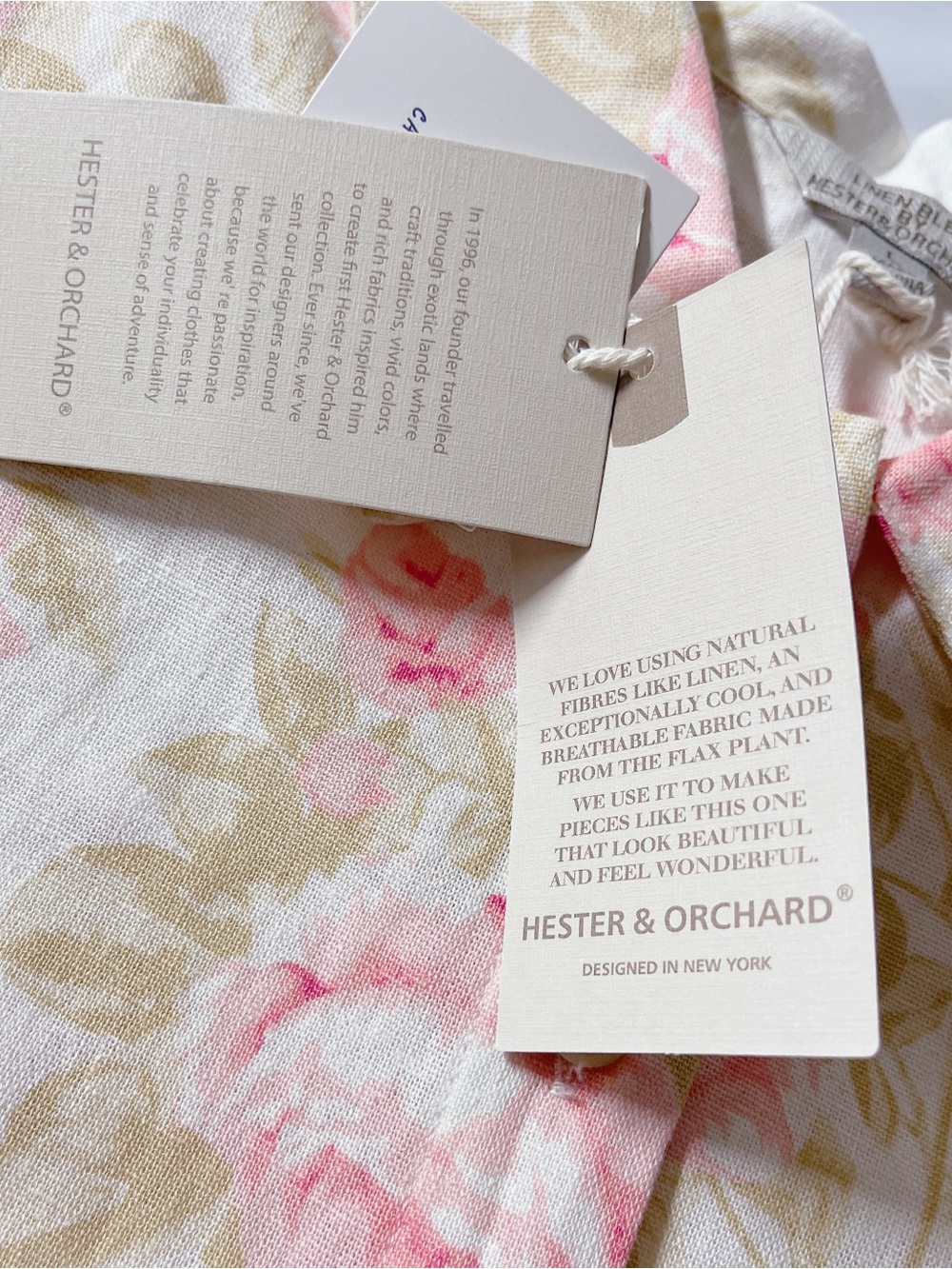 Hester & Orchard Flora Pink Linen Blend Button-Front Women's Top Blouse Size L - Picture 8 of 13